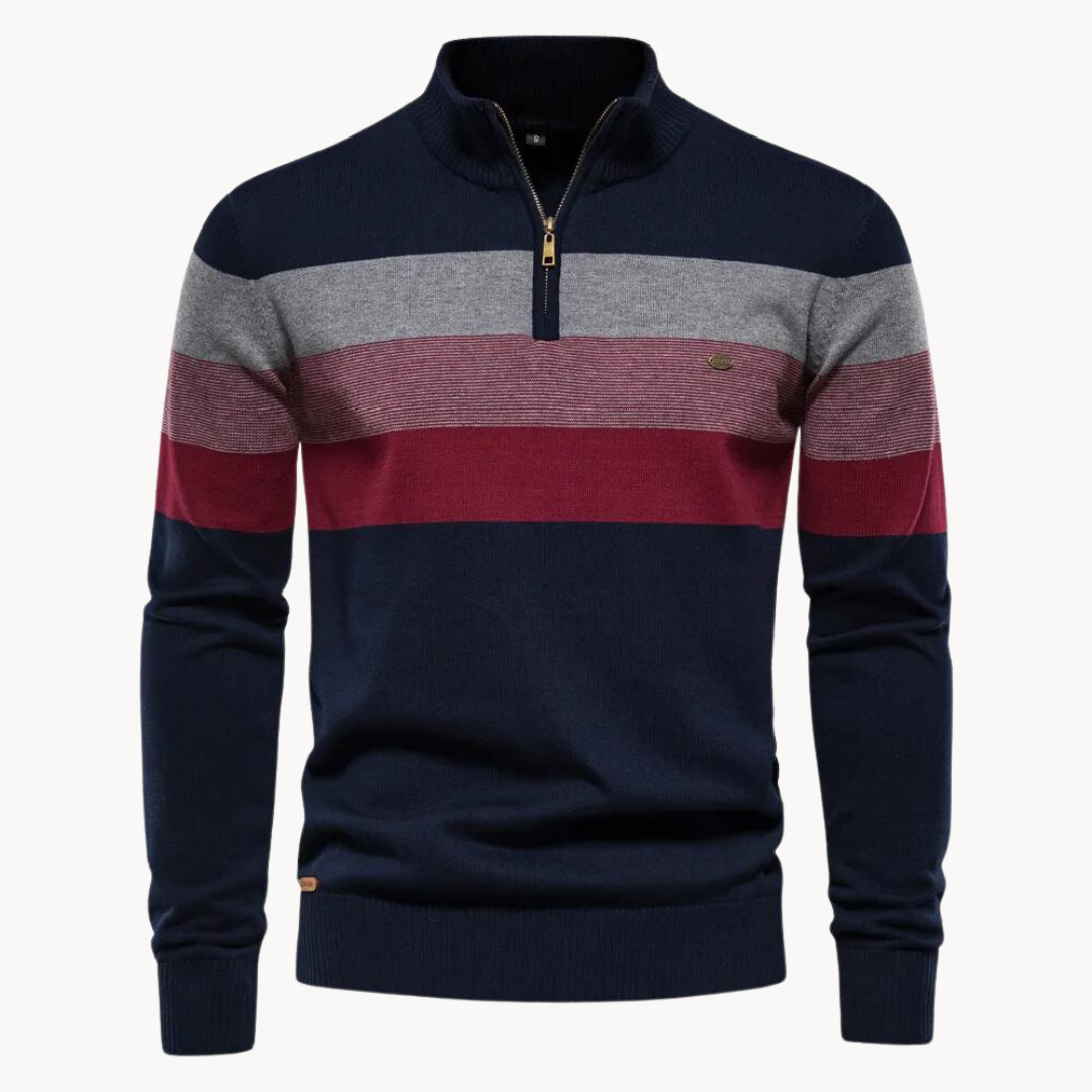 Men's Soft Striped Sweater | Zip