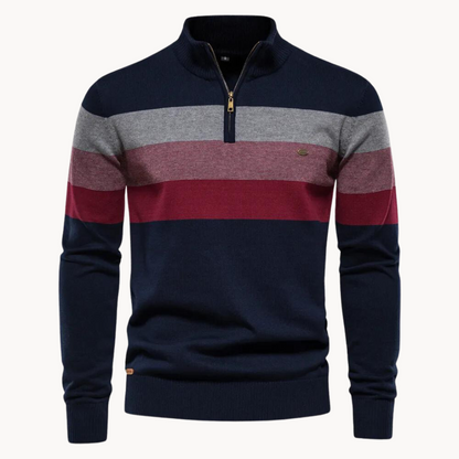 Men's Soft Striped Sweater | Zip