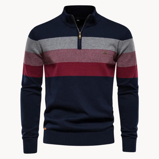 Men's Soft Striped Sweater | Zip