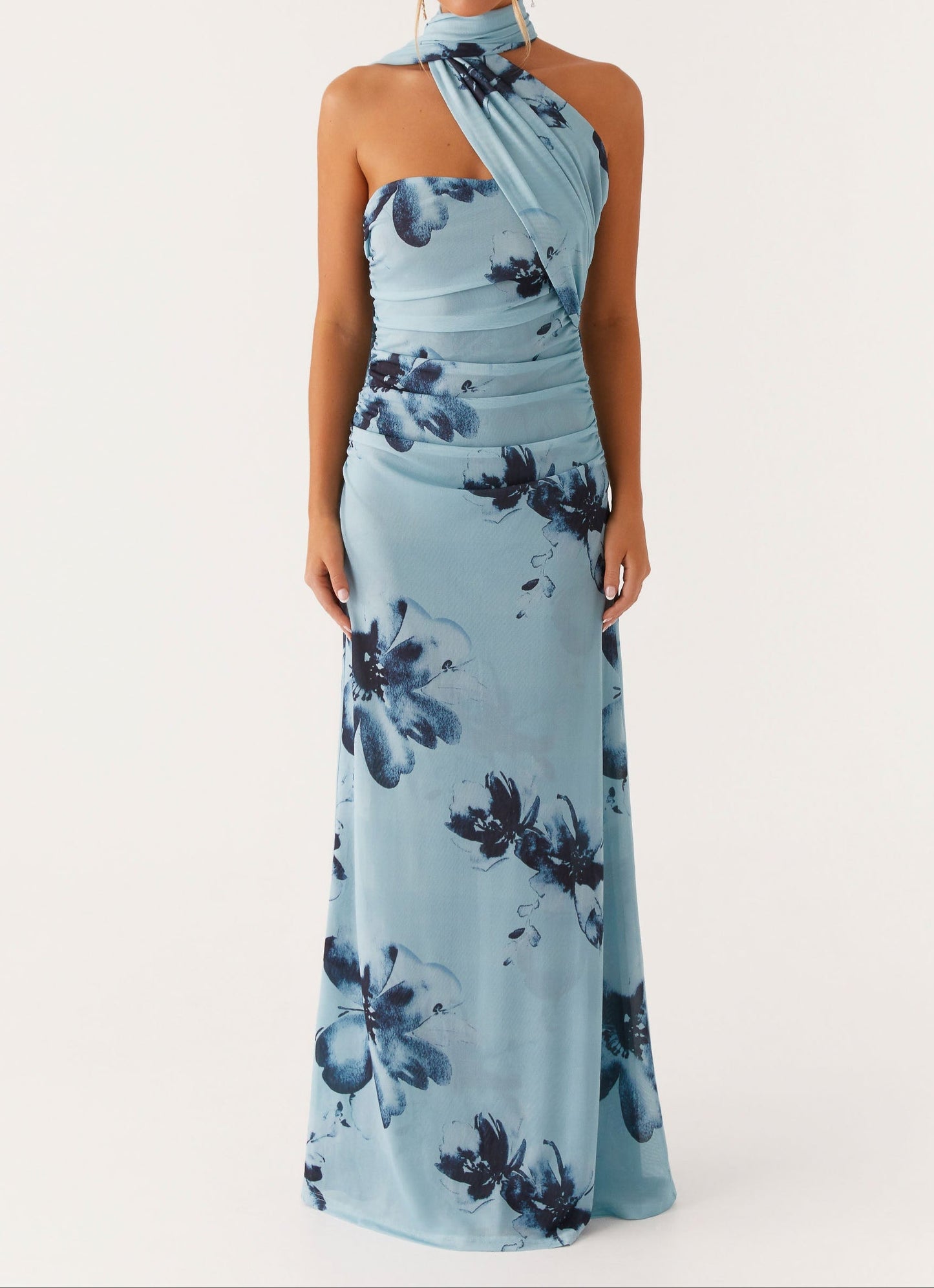 Carlotta Maxikleid - Blau Schwarz Floral