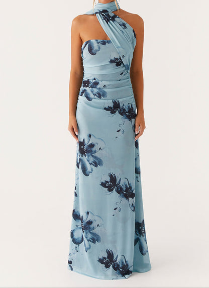 Carlotta Maxikleid - Blau Schwarz Floral