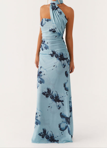 Carlotta Maxikleid - Blau Schwarz Floral