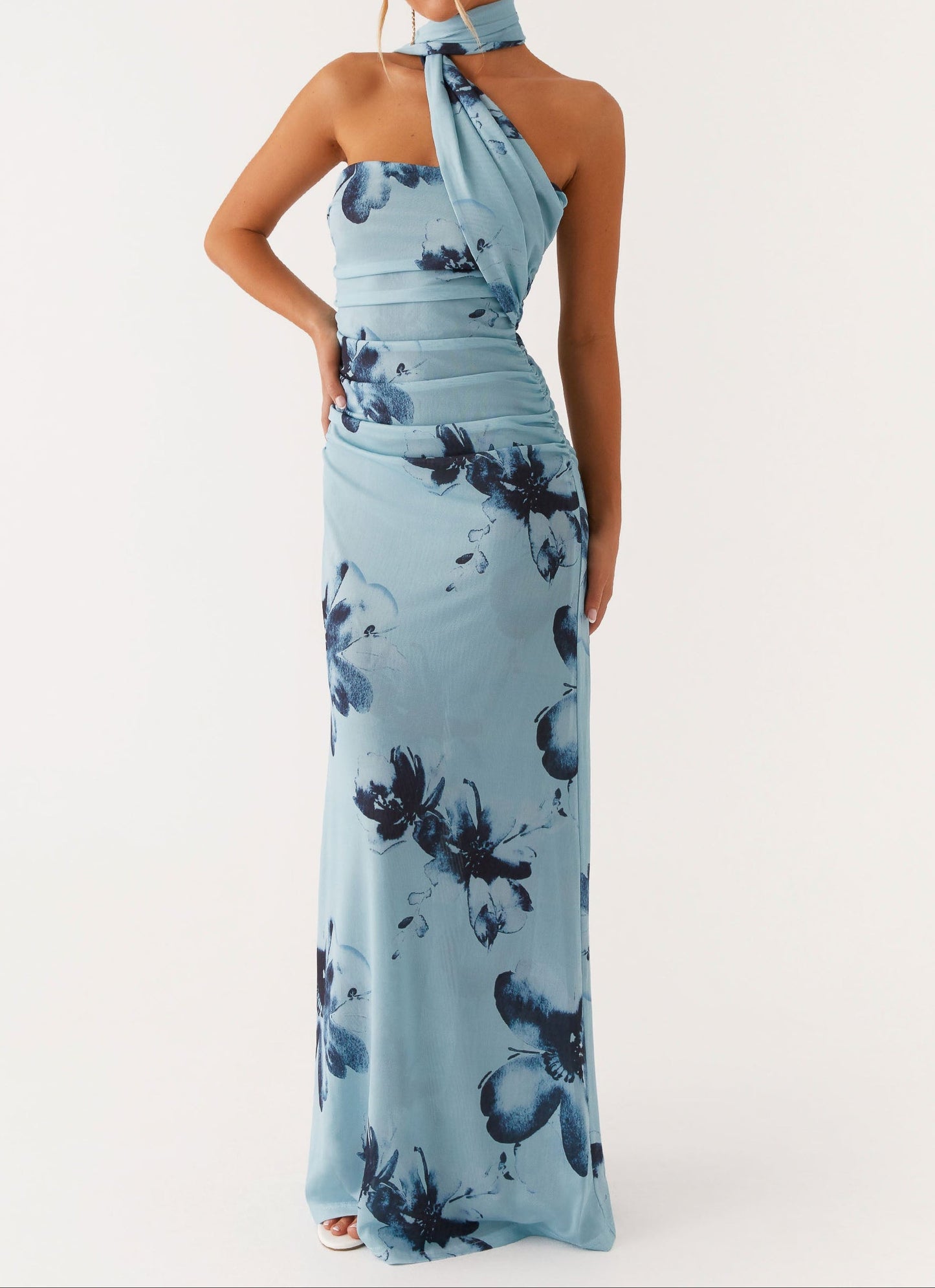 Carlotta Maxikleid - Blau Schwarz Floral