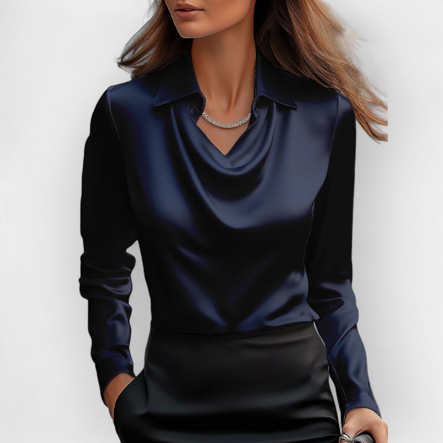 Damen Elegant Satin Bluse | Glitzer