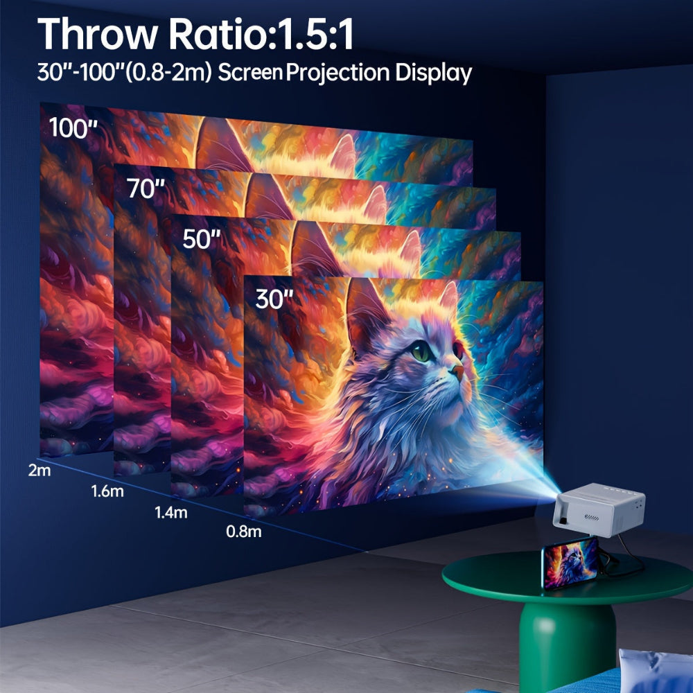 Hochintensiver Mini-Projektor 3000 Lumen – Kompakt, HDTV- & USB-kompatibel, perfekt für Heimkino & Außeneinsatz!