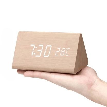 LED Holz-Uhr mit Sprachsteuerung für stilvolle Zeitansicht