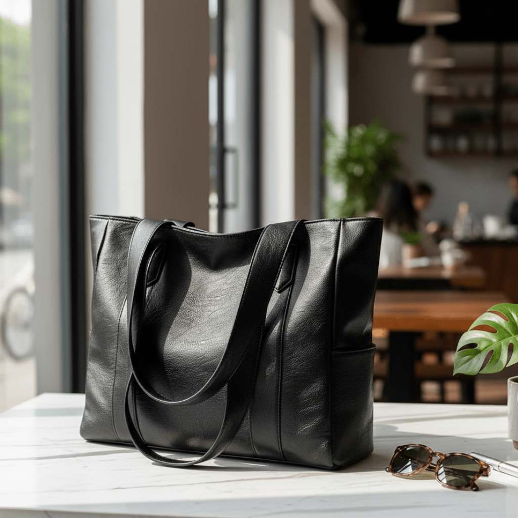Elegante Leder-Schultertasche mit retro Touch und glatter Oberfläche