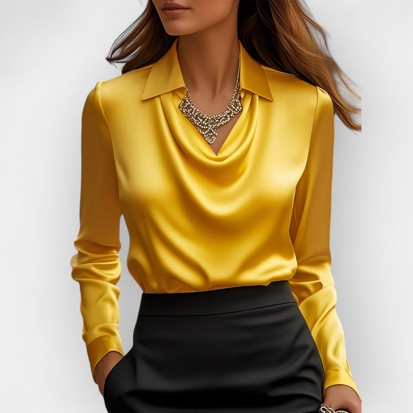 Damen Elegant Satin Bluse | Glitzer