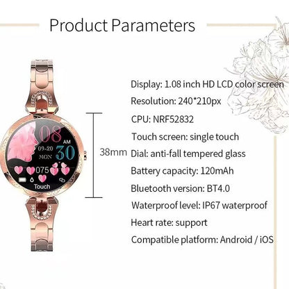 Wasserdichte Frauen Fitness Smartwatch mit Pulsüberwachung