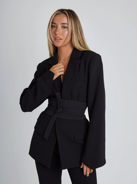 Damen Freizeit Blazer mit Gürtel | Lange Ärmel