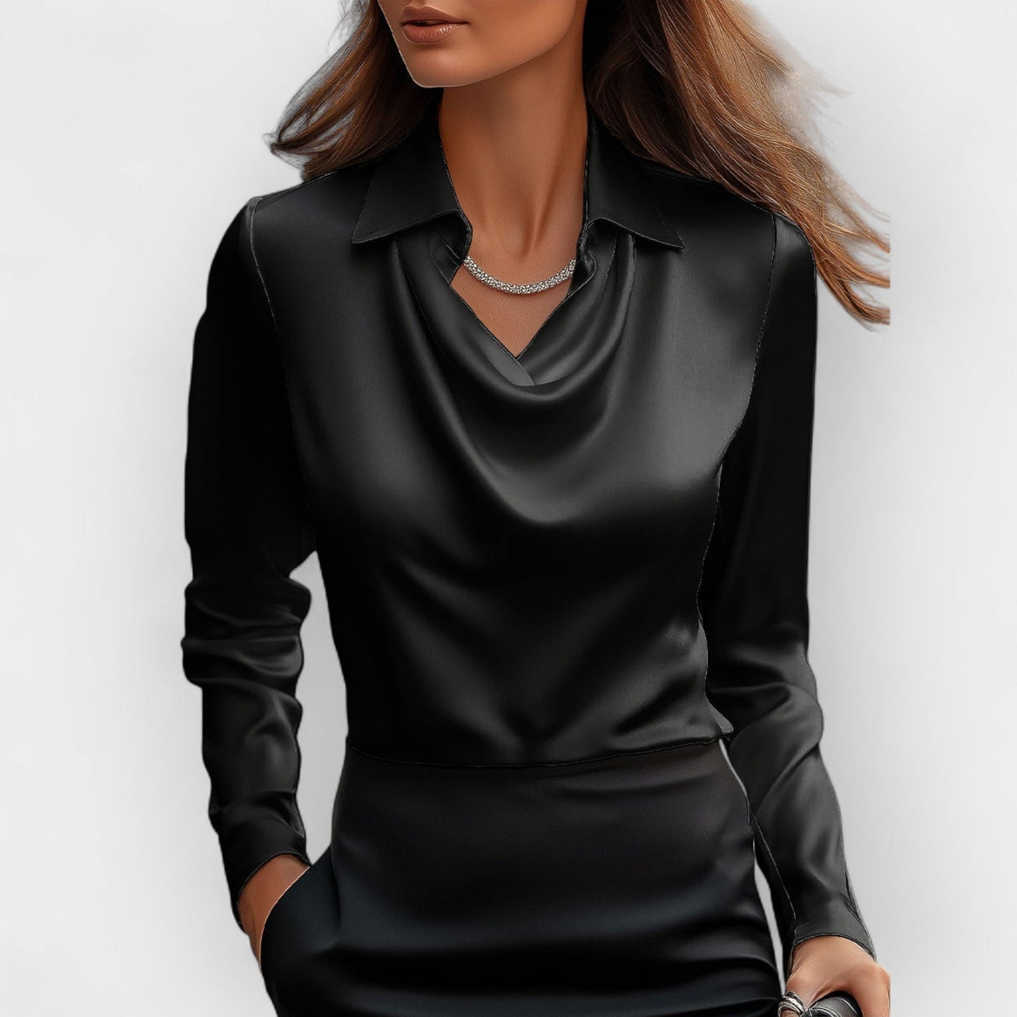 Damen Elegant Satin Bluse | Glitzer