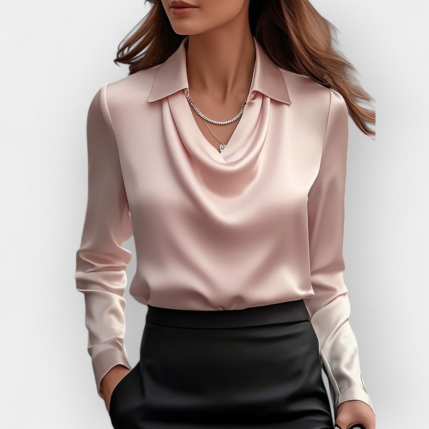 Damen Elegant Satin Bluse | Glitzer