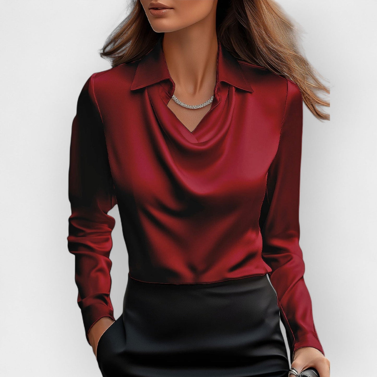 Damen Elegant Satin Bluse | Glitzer