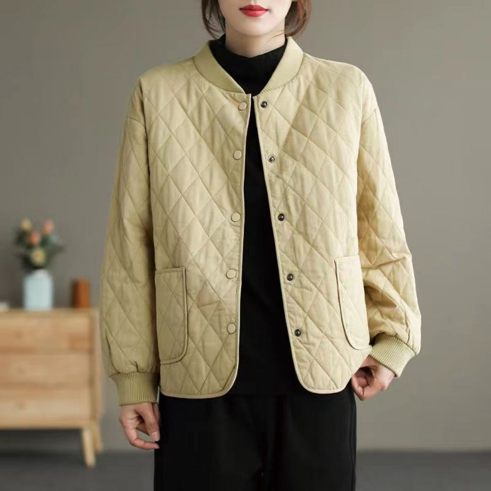 Gesteppt Jacke mit Knopfleiste und Taschen für Damen – Noemi