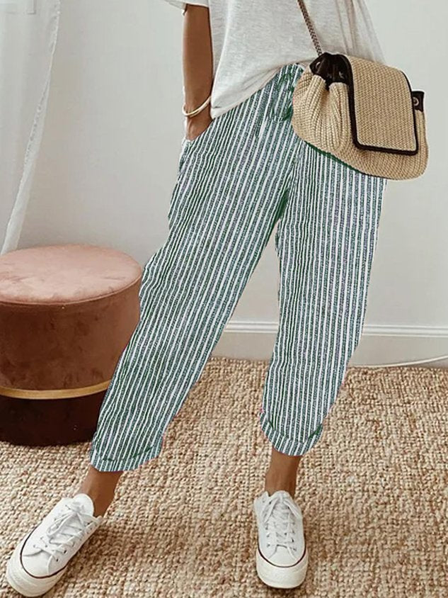 Damen Sommer Leinenhose | mit Kordelzug