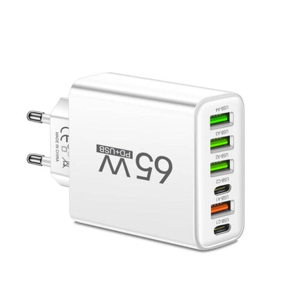 65W 6-in-1 Schnellladegerät – Laden Sie bis zu 6 Geräte gleichzeitig – Perfekt für Zuhause, Büro und Reisen