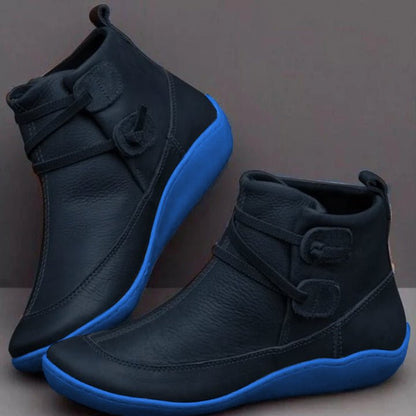 Women's Buckle Strap Boots | Flat