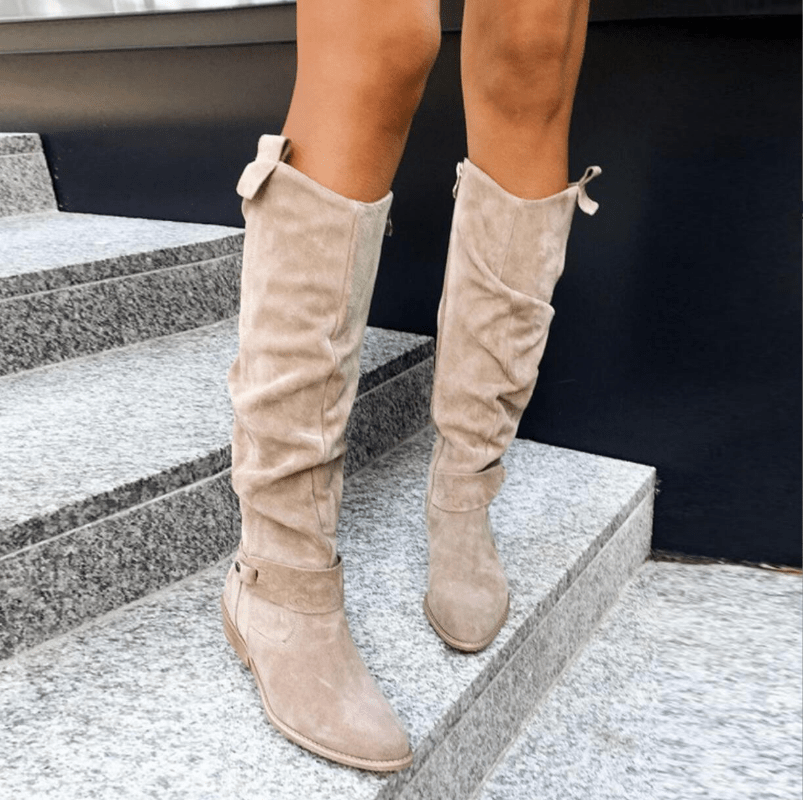 Women's Boots with Side Zip Knee High Boots | Suede