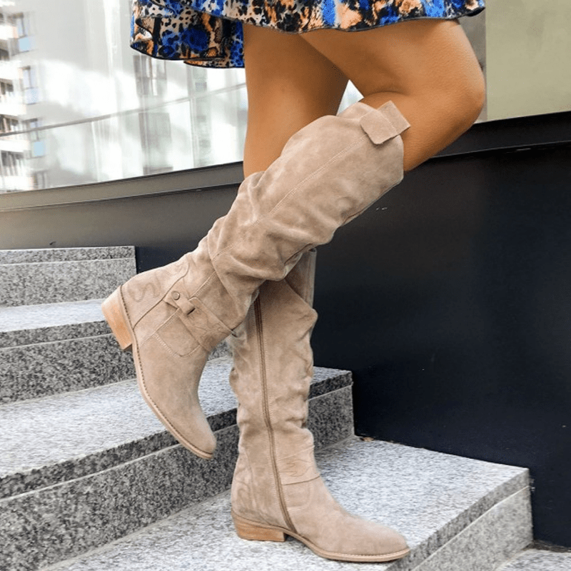 Women's Boots with Side Zip Knee High Boots | Suede