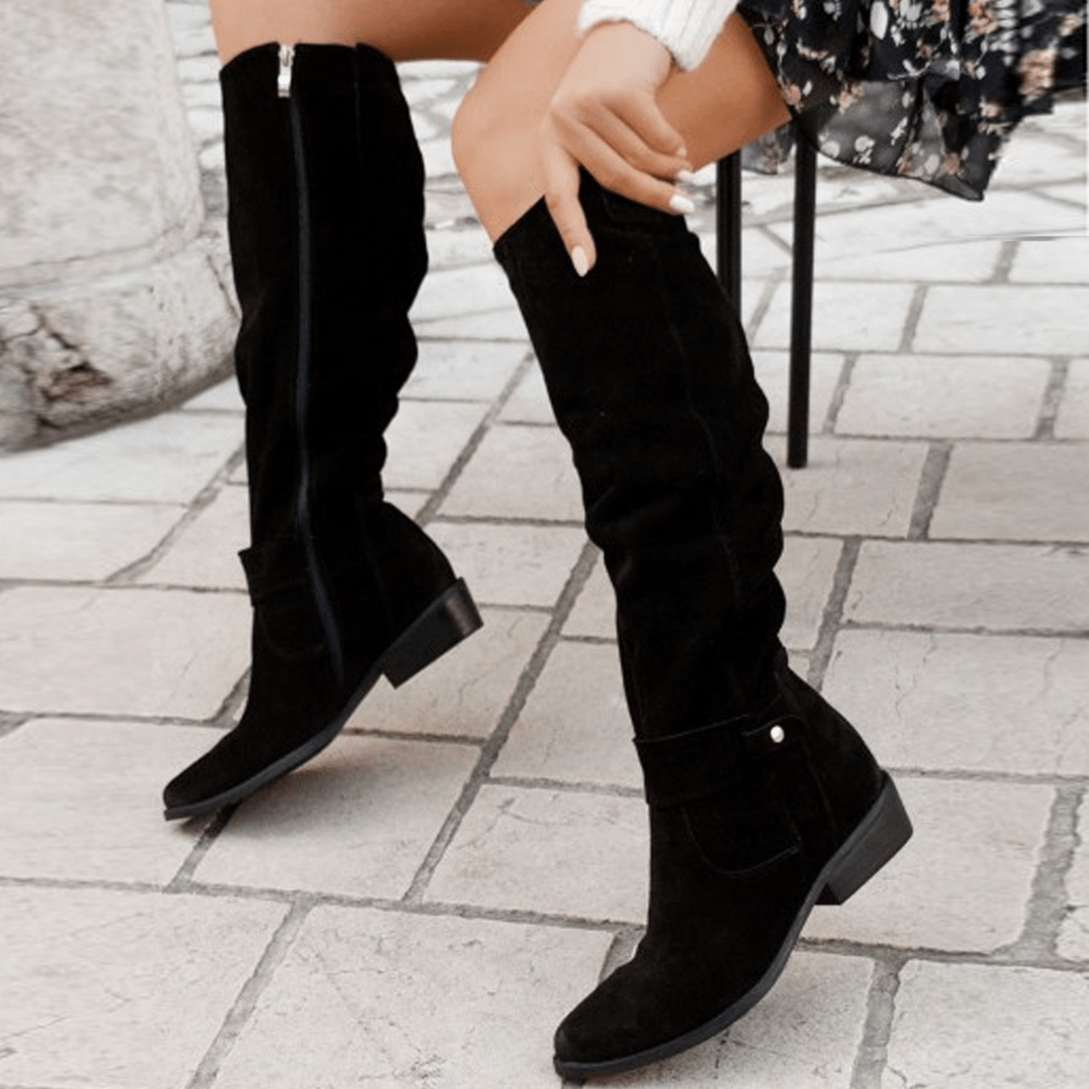 Women's Boots with Side Zip Knee High Boots | Suede