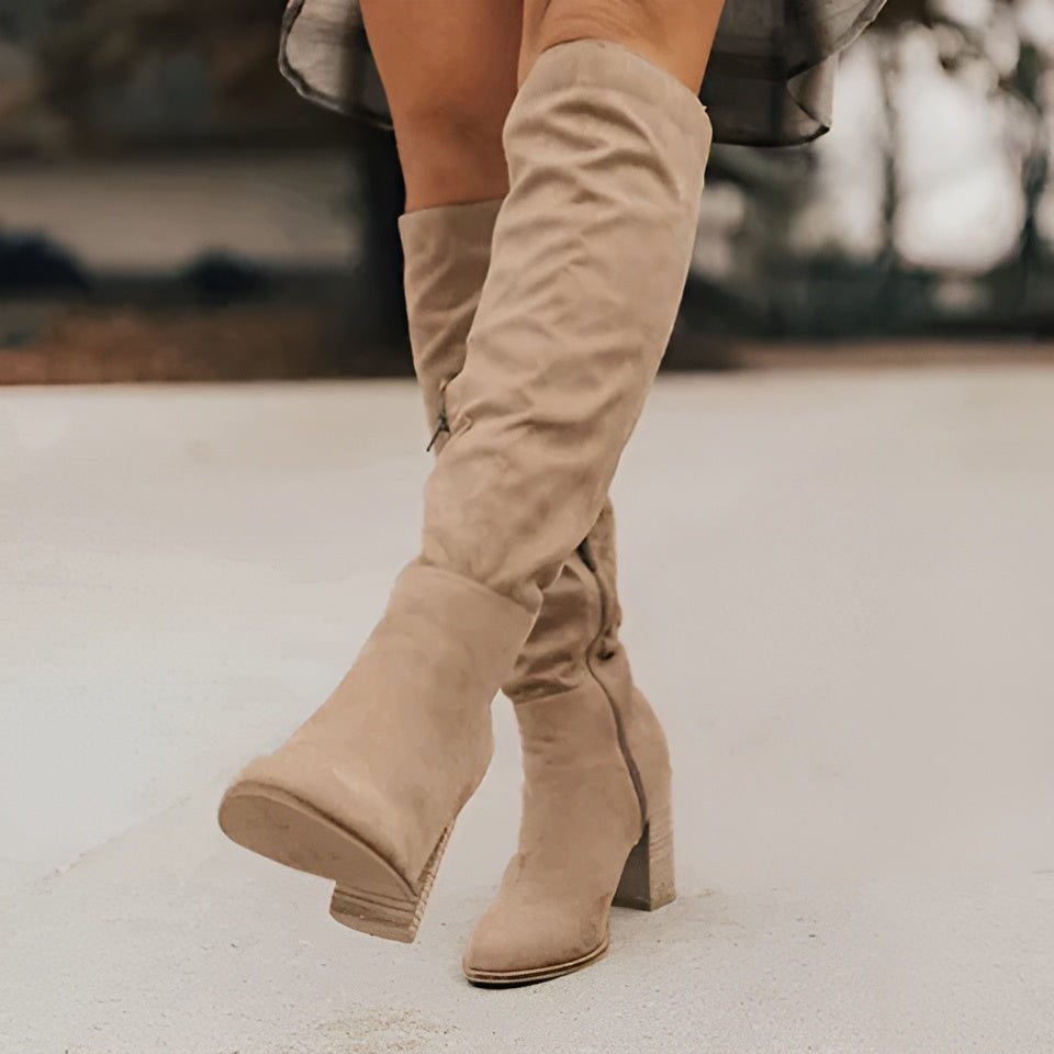 Women's Boots with Side Zip Knee High Boots | Suede