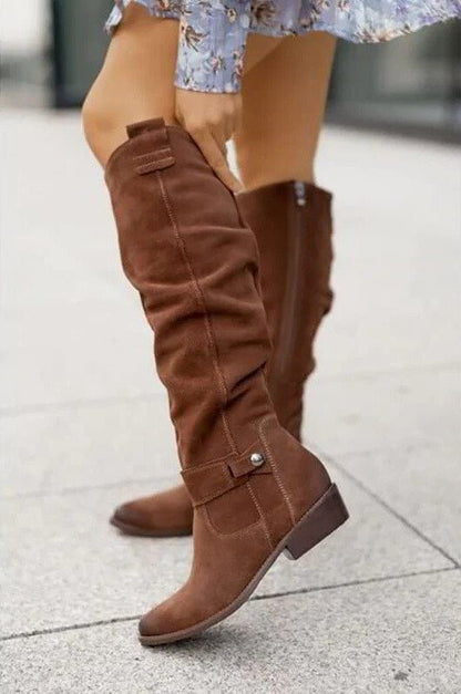 Women's Boots with Side Zip Knee High Boots | Suede