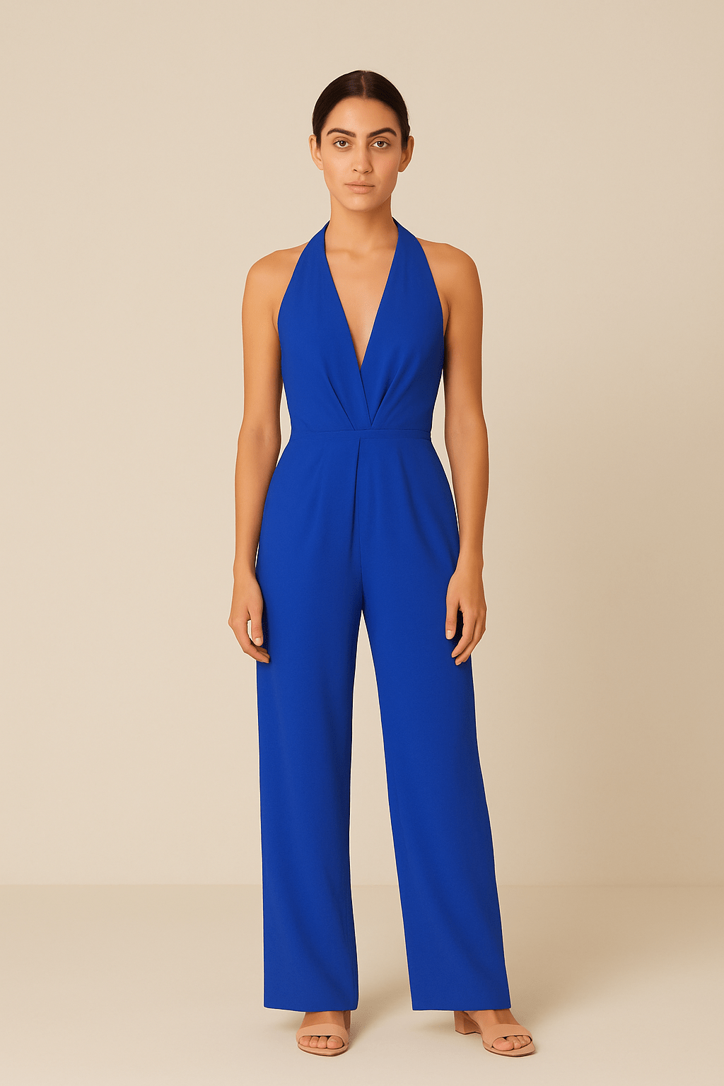 Women's Deep V Neck Jumpsuits | Sleeveless
