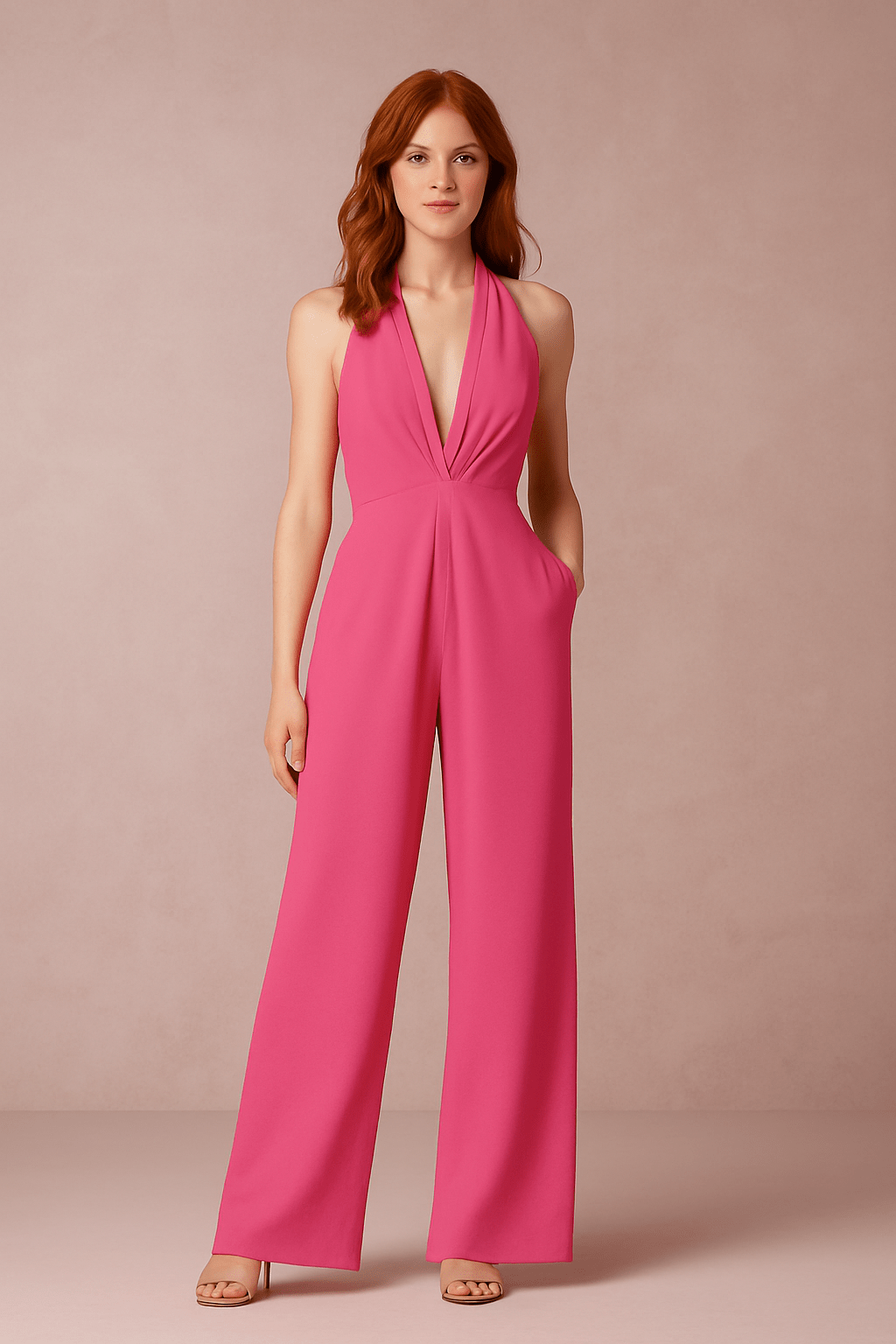 Women's Deep V Neck Jumpsuits | Sleeveless