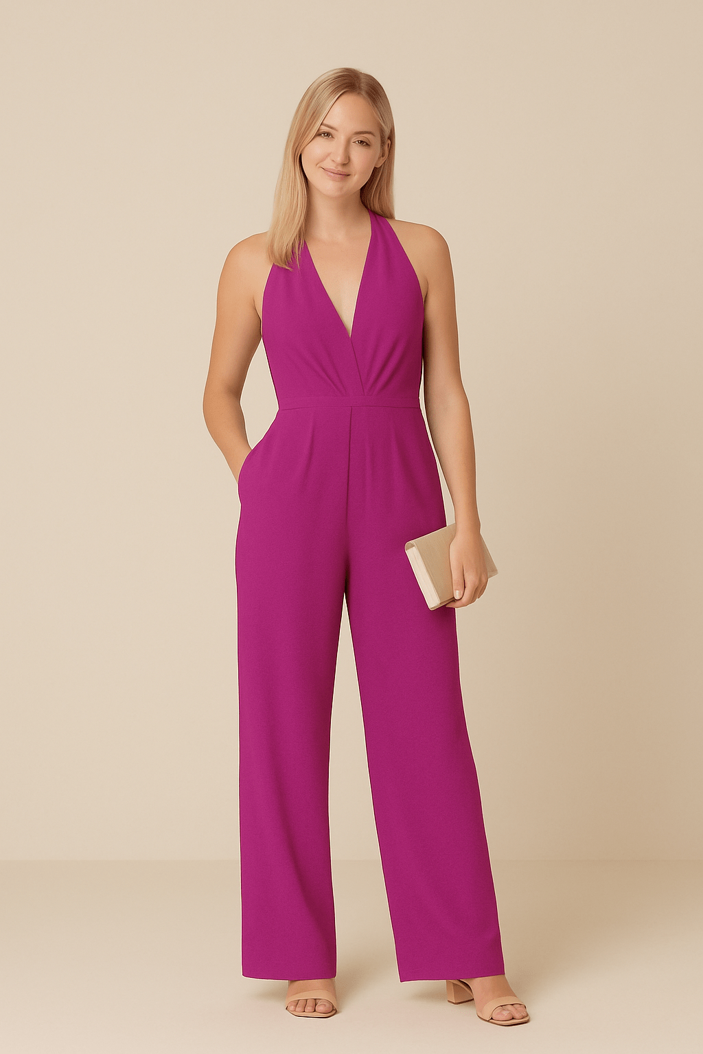Women's Deep V Neck Jumpsuits | Sleeveless