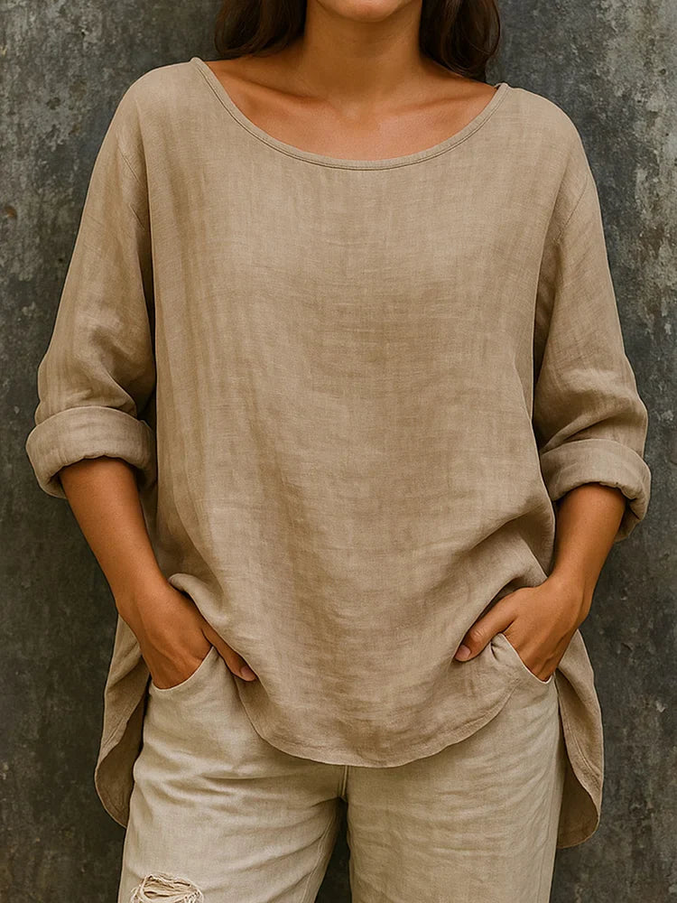 Damen Leinen Bluse | Langarm
