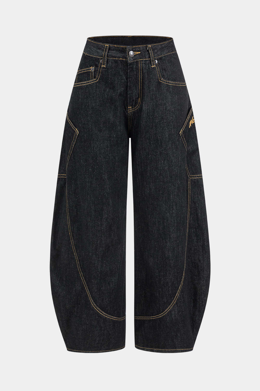 Damen Vintage Gewaschene Weite Beinform Jeans