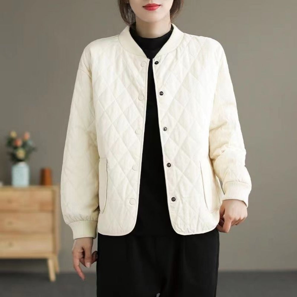 Gesteppt Jacke mit Knopfleiste und Taschen für Damen – Noemi