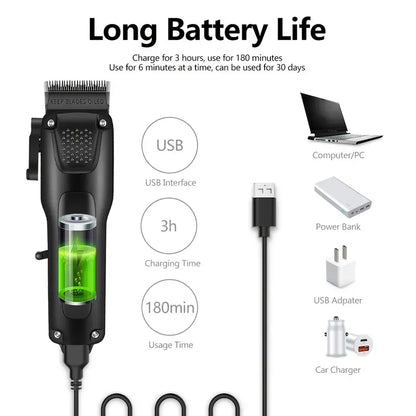 3-teilige professionelle Haar- und Bartpflegeset für Männer, kabellose Trimmer mit LED-Display, USB wiederaufladbar