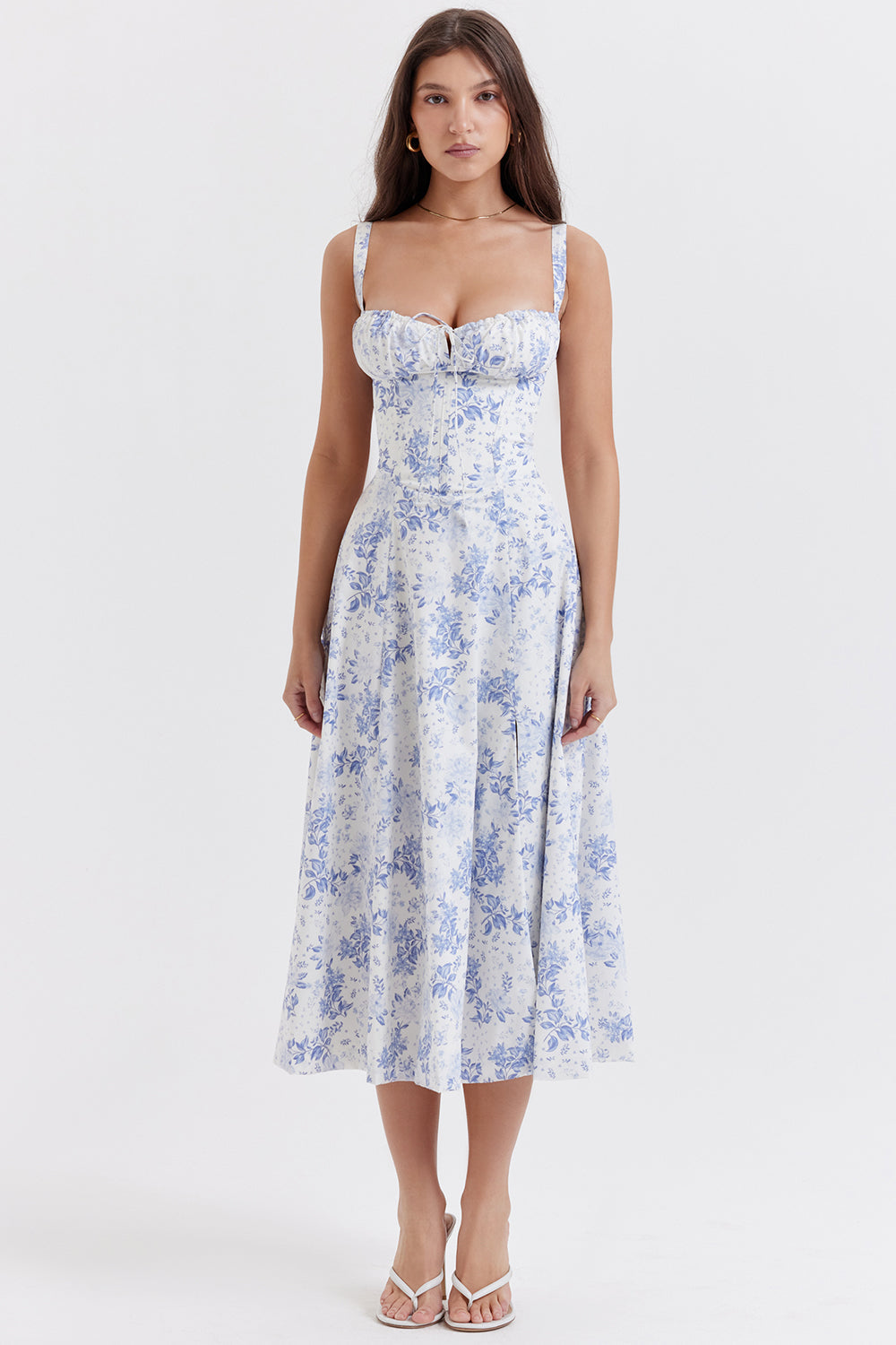 Maßgeschneidertes Bustierkleid mit modernem Frühlingsblumenmuster