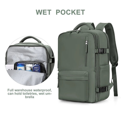 Damen 35L Reiserrucksack | Wasserdicht mit USB-Anschluss | Diebstahlschutz-Design & Schuhfach | Ideal für Wandern, Alltag & Reisen