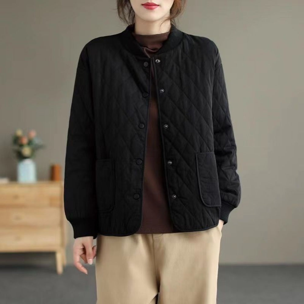 Gesteppt Jacke mit Knopfleiste und Taschen für Damen – Noemi