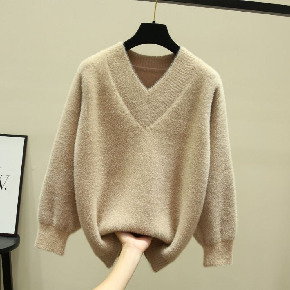 Damen Pullover mit V-Ausschnitt und Langarm – Rina