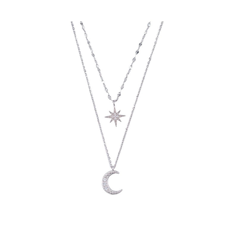 Doppelmond-Halskette in Mondlicht Silber