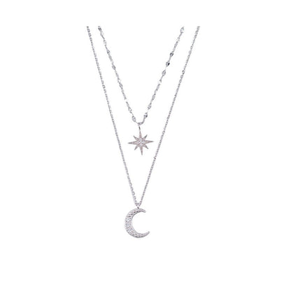 Doppelmond-Halskette in Mondlicht Silber