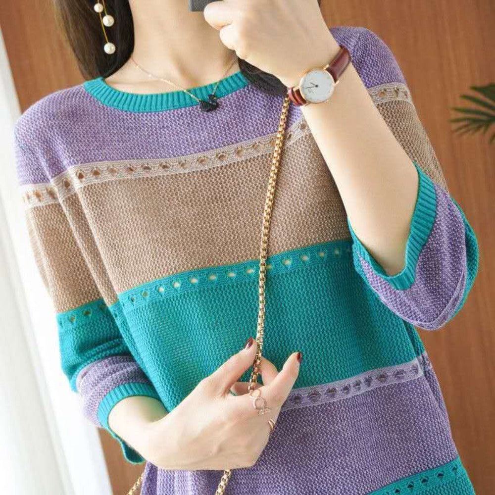 Strickpullover mit Colorblock für Damen – Alfonsina