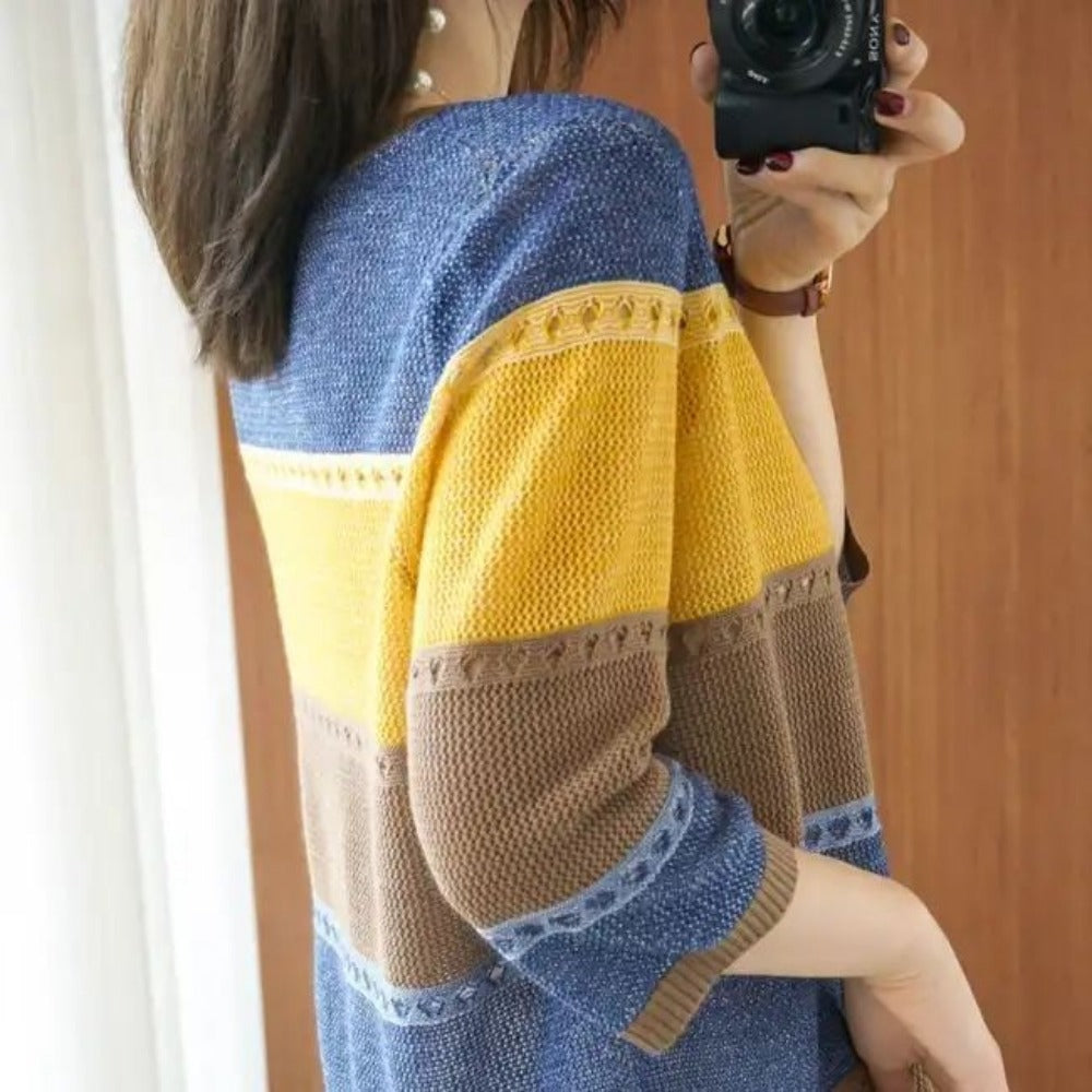 Strickpullover mit Colorblock für Damen – Alfonsina