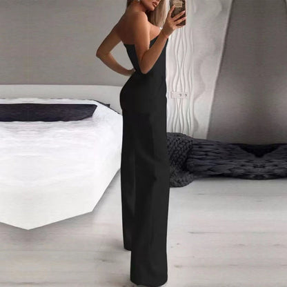 Strapless Wide Leg Jumpsuit with Pockets for Women - Sara