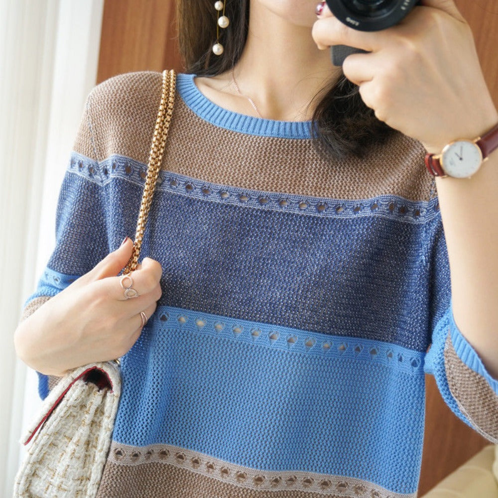 Strickpullover mit Colorblock für Damen – Alfonsina