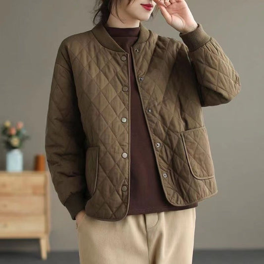 Gesteppt Jacke mit Knopfleiste und Taschen für Damen – Noemi