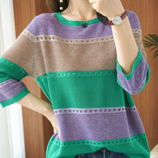 Strickpullover mit Colorblock für Damen – Alfonsina