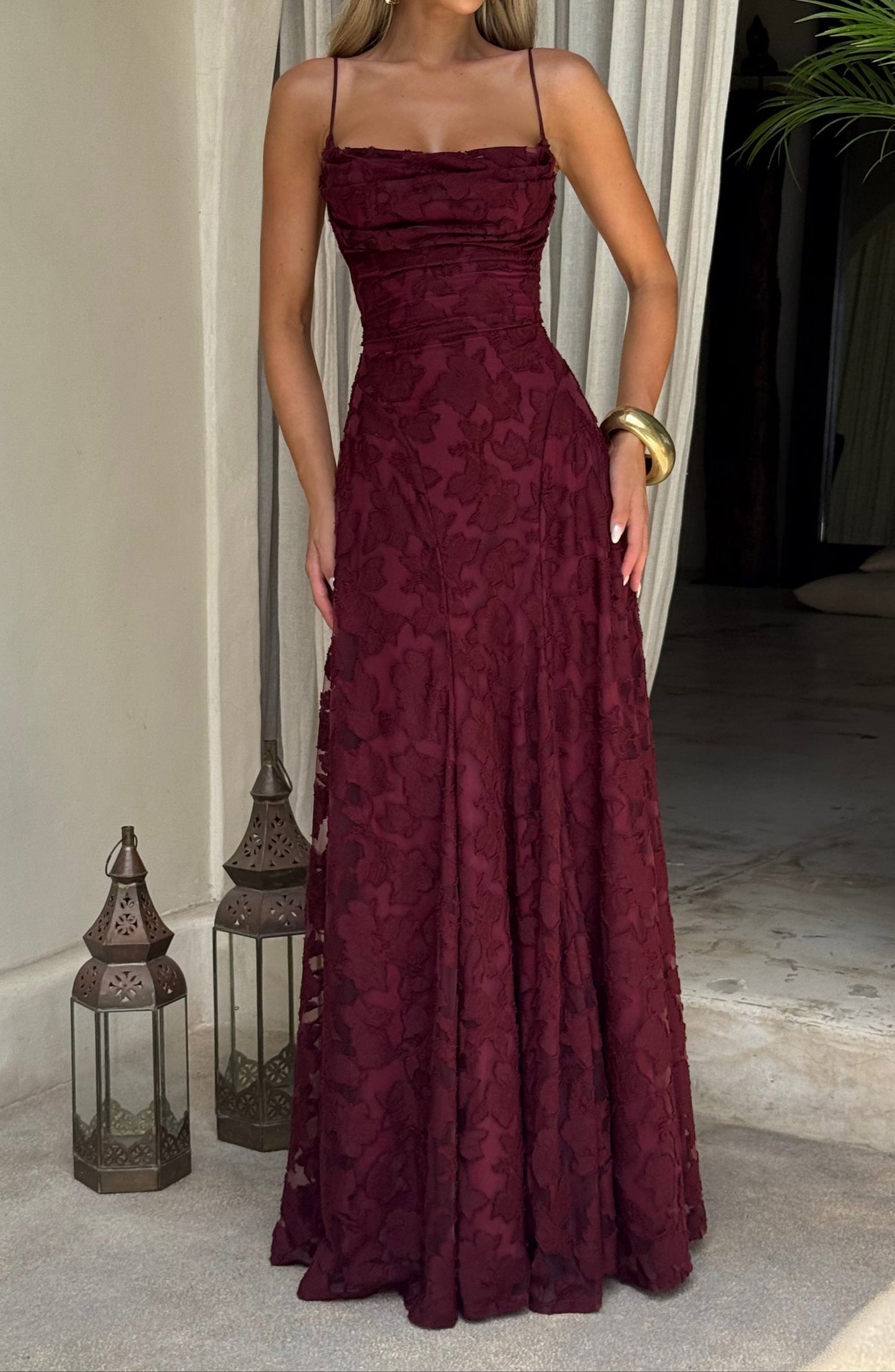 Bella Maxi Kleid - Kirschlack