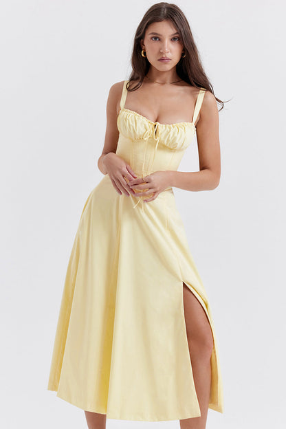 Maßgeschneidertes Bustierkleid mit modernem Frühlingsblumenmuster