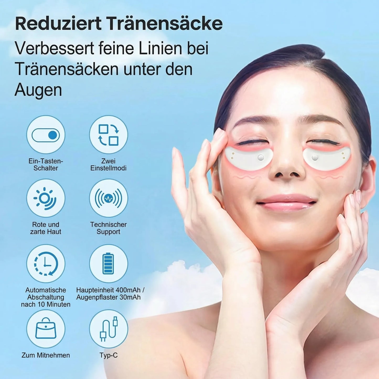 Rotlichttherapie-Gerät zur Reduzierung von Augenringen und Schwellungen
