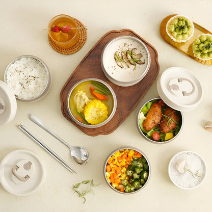 Isolierte Lunchbox mit mehrschichtigen Fächern und auslaufsicherem Design | Mit Tragetasche