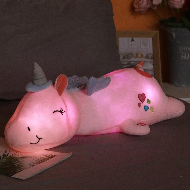 Leuchtendes Einhorn Plüschtier | Kuscheliger Begleiter | Regenbogen LED-Lichter | Ideales Geschenk für Kinder